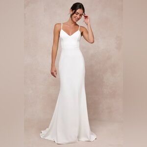 Lulu's Feeling of Forever White Sleeveless Mermaid Maxi Dress